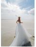 Sweetheart Neck Beaded White Tulle Sparkly Wedding Dress